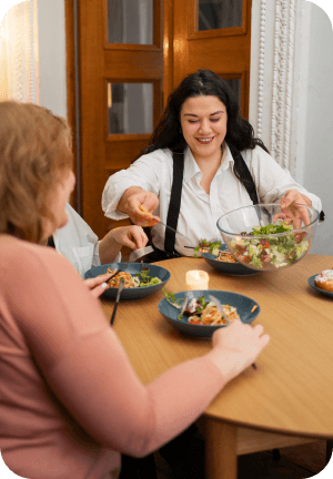 Nurses eating healthy lunch